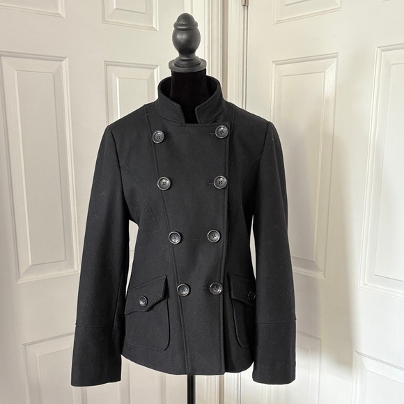 Guess Y2k Women's Black Double-Breasted Pea Coat - Picture 1 of 14